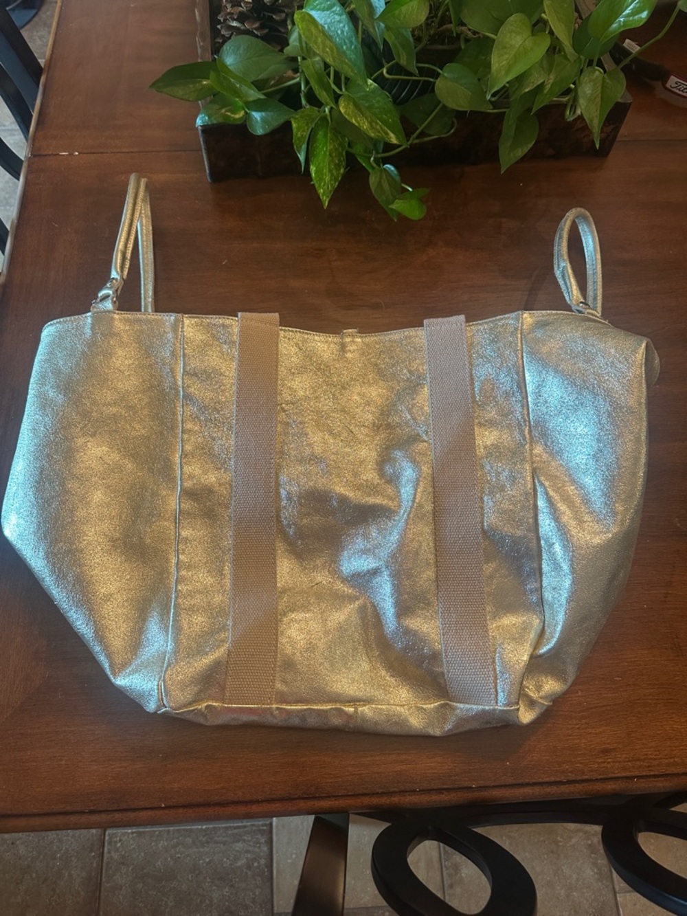 Gold leather Laura DiMaggio tote